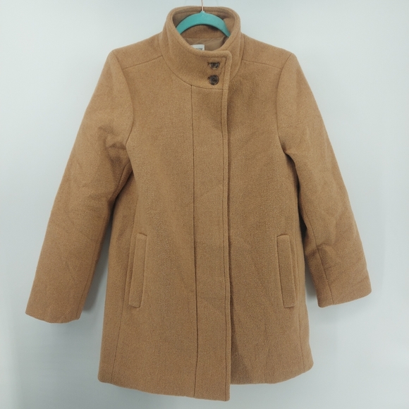 J. Crew Wool Blend Button-neck city coat Tan Size 6 - Picture 4 of 11